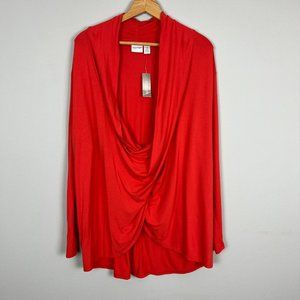 Chicos 3 Zenergy Top Womens XL Orange Red Raquel Surplice Wrap Draped Jersey New